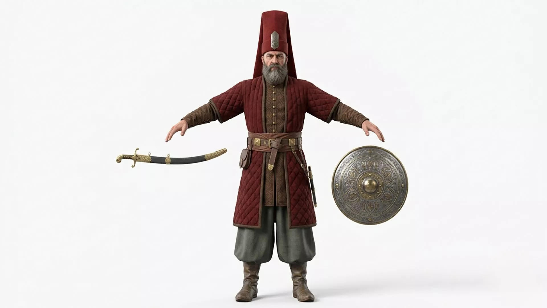 Turkish Warrior 3D Model Rigged Game Ready Low-poly 3D model