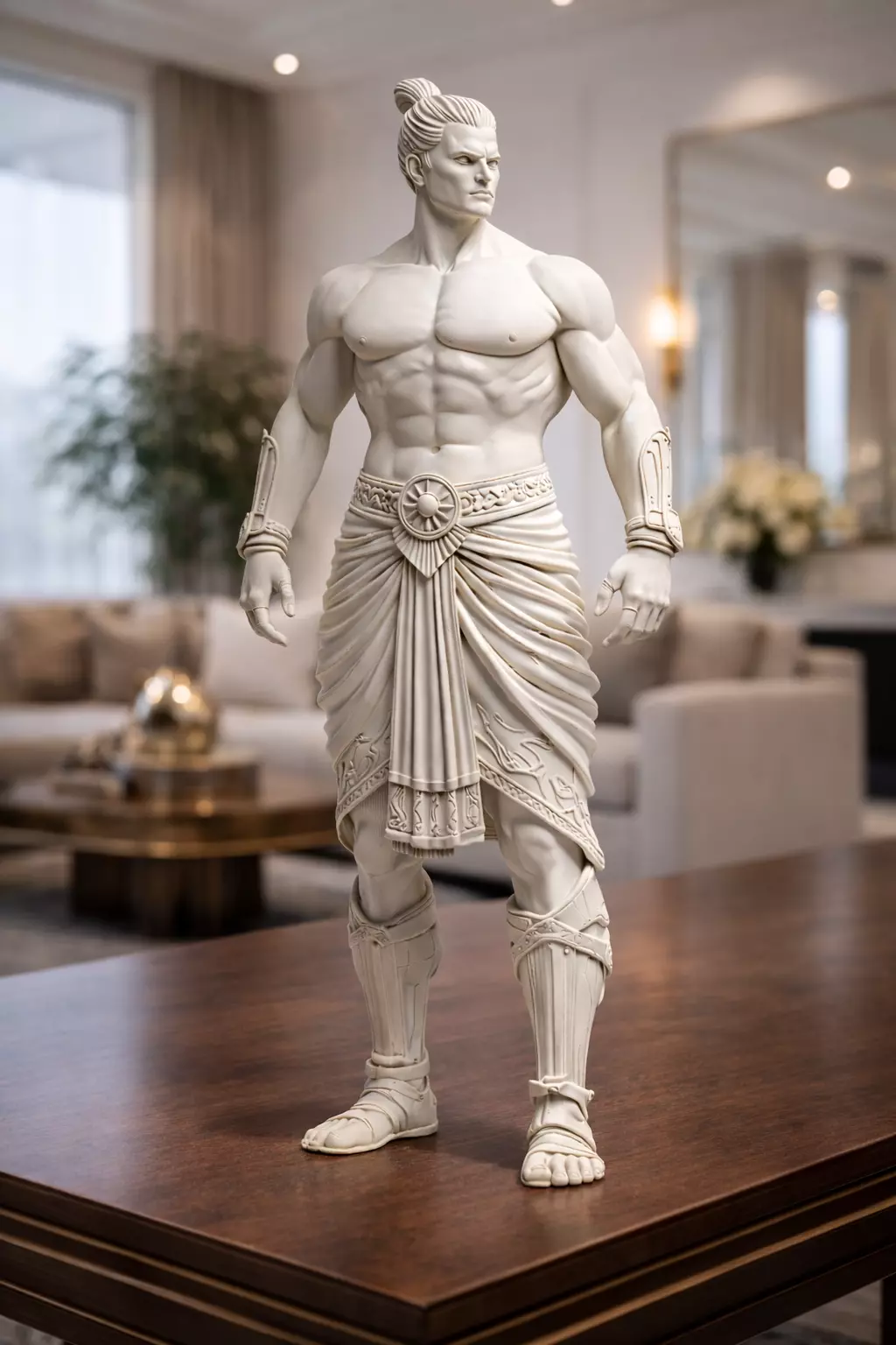 Mythic Warrior God Statue STL Muscular Ancient Hero Sculpture 3D print model