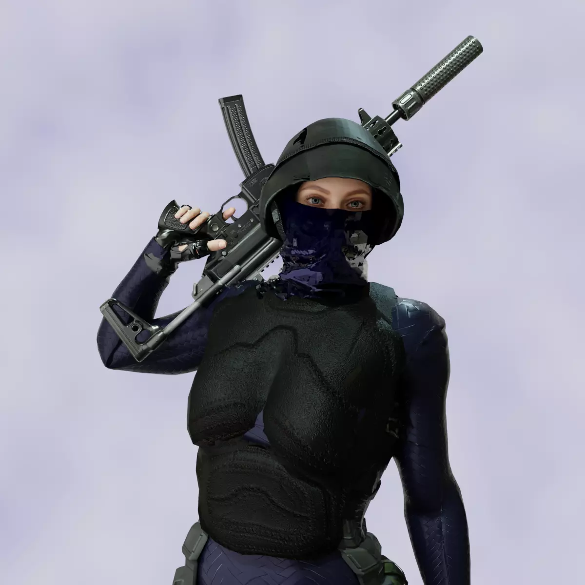 Female Tactical Operator Game Ready Military Low-poly 3D model