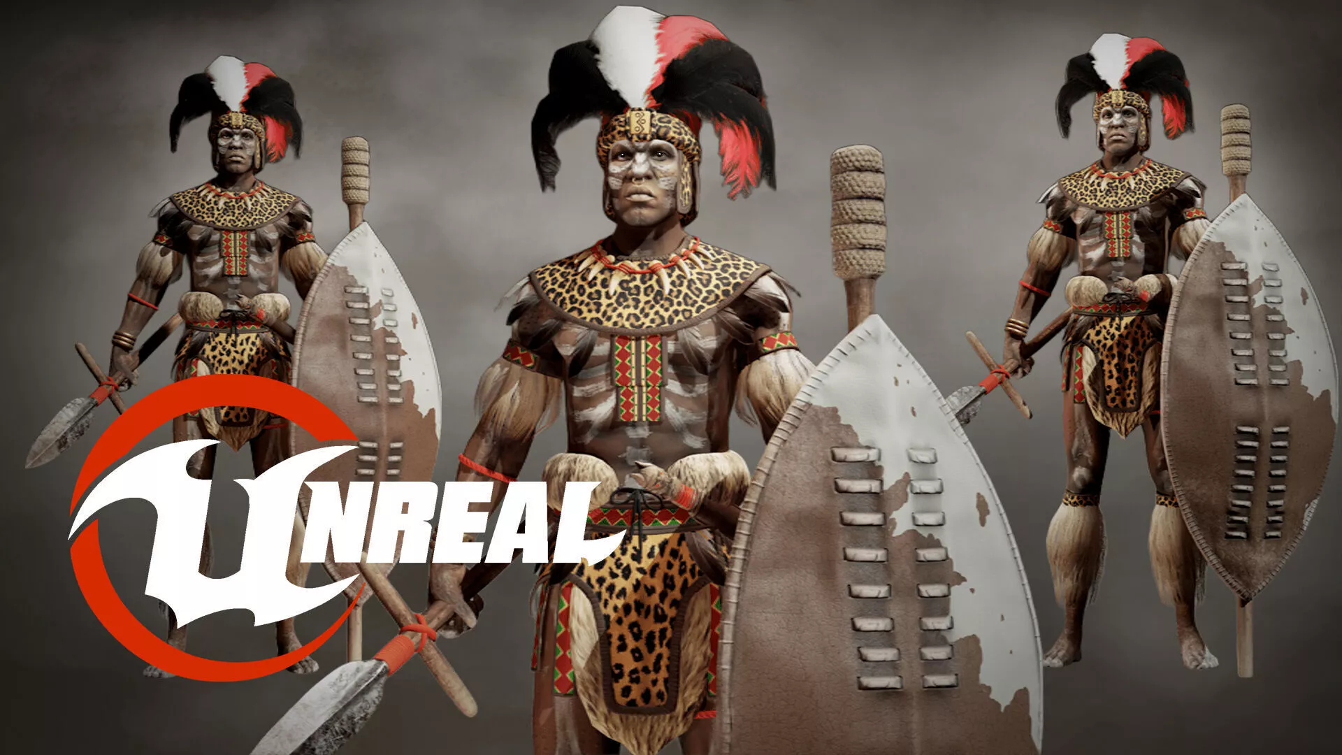 SHAKA ZULU TRIBAL AFRICAN WARRIOR Low-poly 3D model