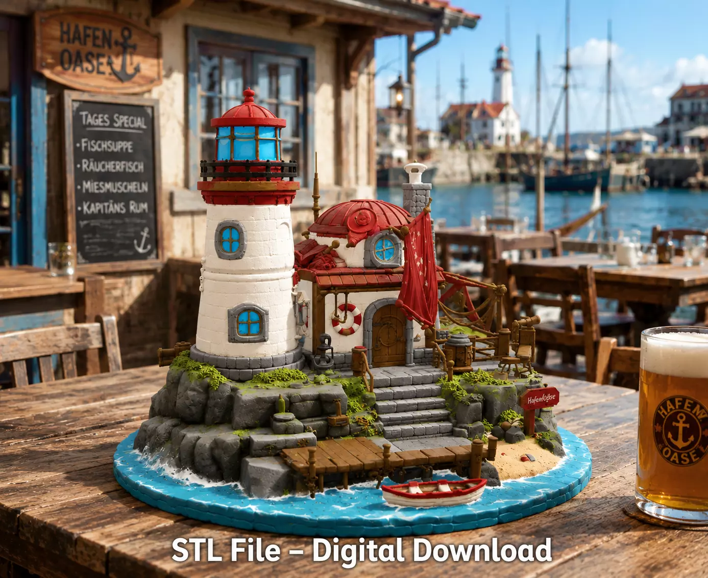 Lighthouse Harbor House STL File for 3D Print 3D print model