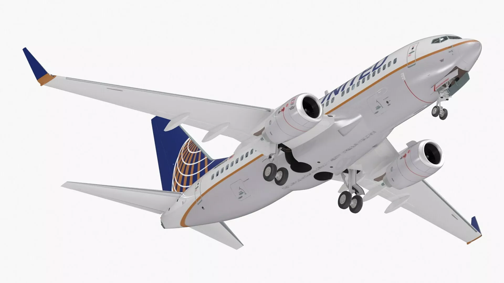 United Airlines Boeing 737-700 with Interior Rigged 3D model
