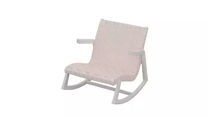 Pale Red Rocking Chair Low-poly 3D model 7