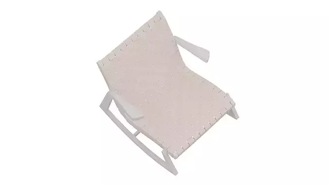 Pale Red Rocking Chair Low-poly 3D model 6