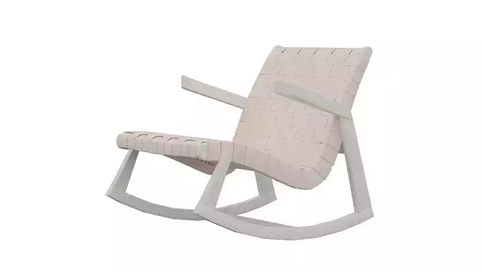 Pale Red Rocking Chair Low-poly 3D model 2