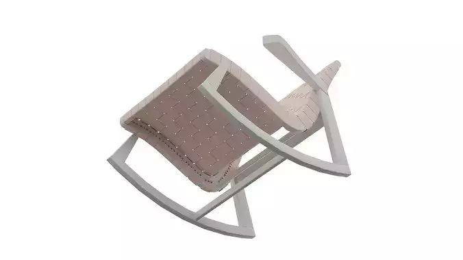 Pale Red Rocking Chair Low-poly 3D model 4