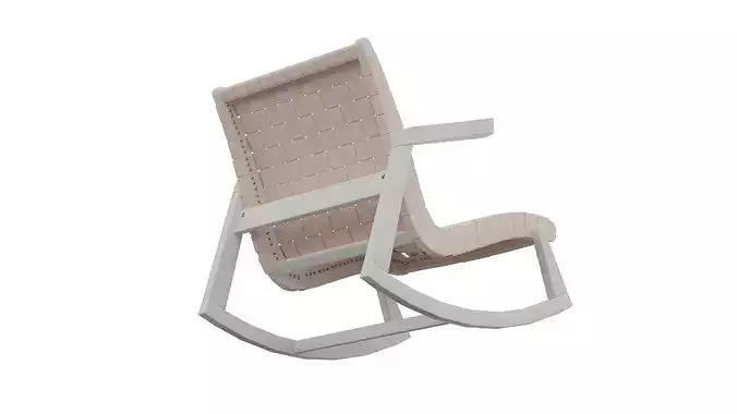 Pale Red Rocking Chair Low-poly 3D model 5