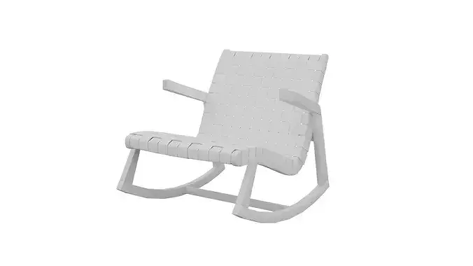 Pale Blue Rocking Chair Low-poly 3D model 6