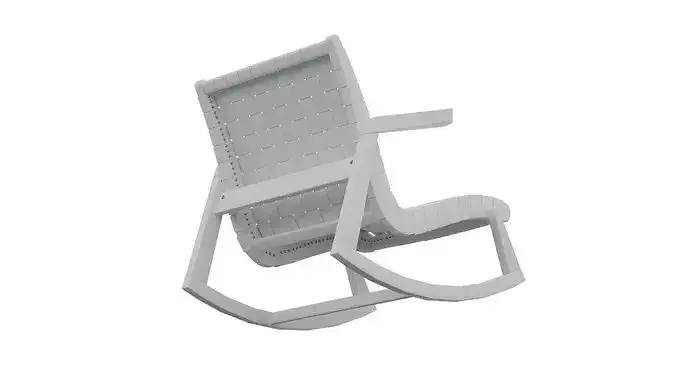 Pale Blue Rocking Chair Low-poly 3D model 4
