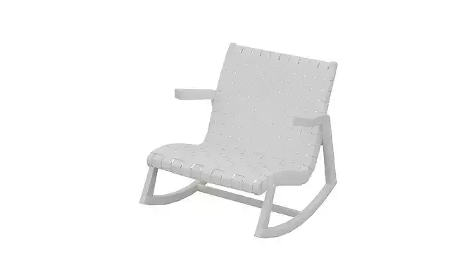 Pale Blue Rocking Chair Low-poly 3D model 2