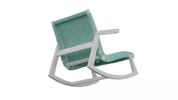 Mint Rocking Chair Low-poly 3D model 4