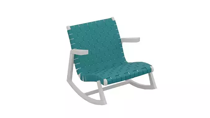 Dark Cyan Rocking Chair Low-poly 3D model
