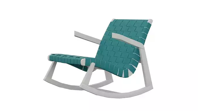 Dark Cyan Rocking Chair Low-poly 3D model 4