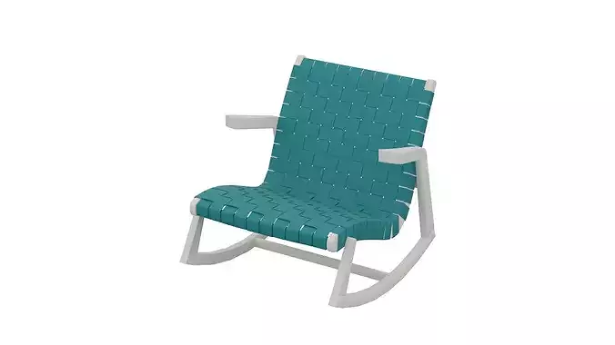 Dark Cyan Rocking Chair Low-poly 3D model 2