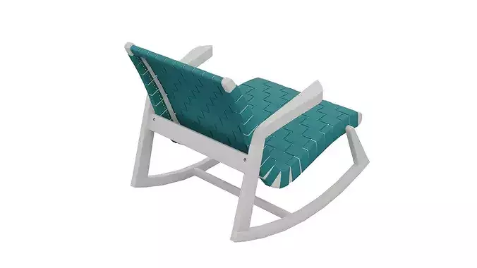 Dark Cyan Rocking Chair Low-poly 3D model 5