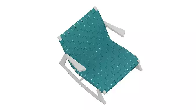 Dark Cyan Rocking Chair Low-poly 3D model 6