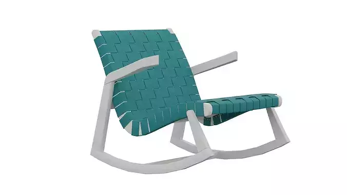 Dark Cyan Rocking Chair Low-poly 3D model 7