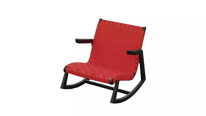 Red Rocking Chair 3D model 6