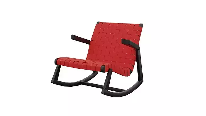 Red Rocking Chair 3D model 2