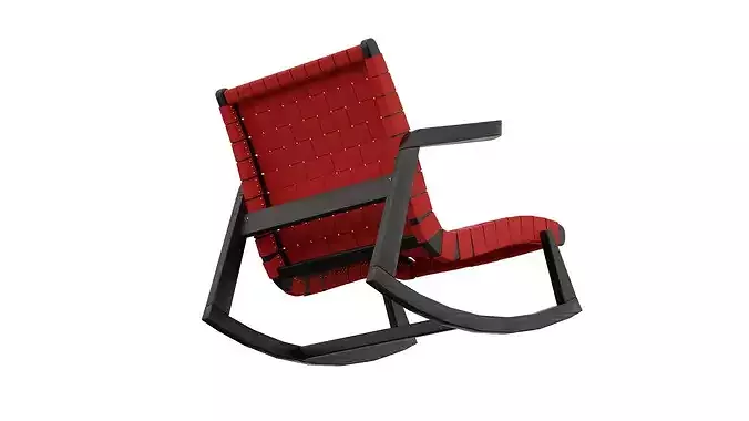Red Rocking Chair 3D model 4