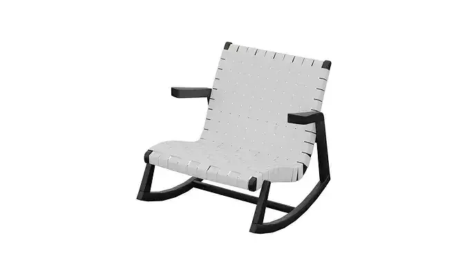 White Rocking Chair Low-poly 3D model 2
