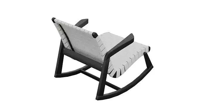White Rocking Chair Low-poly 3D model 7