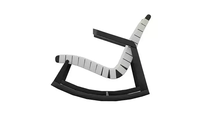 White Rocking Chair Low-poly 3D model 3