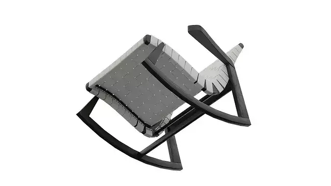 White Rocking Chair Low-poly 3D model 4