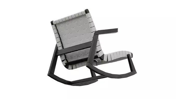 White Rocking Chair Low-poly 3D model 5