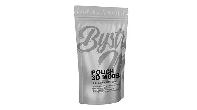 Resealable Food Pouch Bag Low-poly 3D model 2