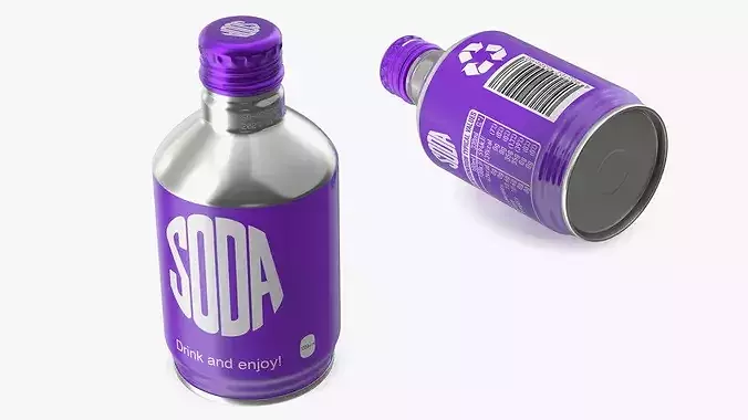 Compact Aluminum Bottle with Soda 3D model