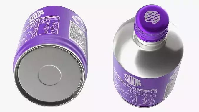 Compact Aluminum Bottle with Soda 3D model 7