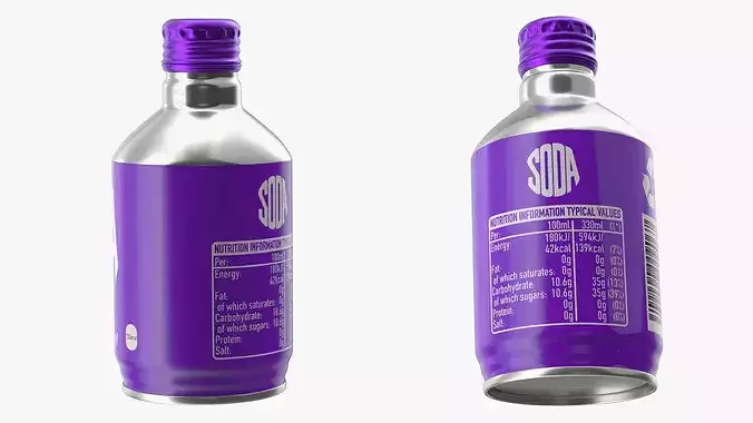 Compact Aluminum Bottle with Soda 3D model 6