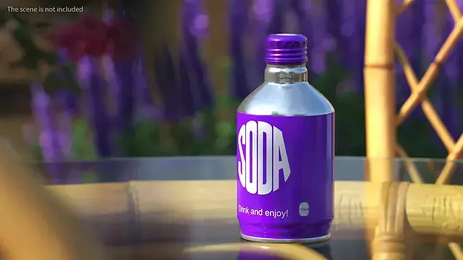 Compact Aluminum Bottle with Soda 3D model 3