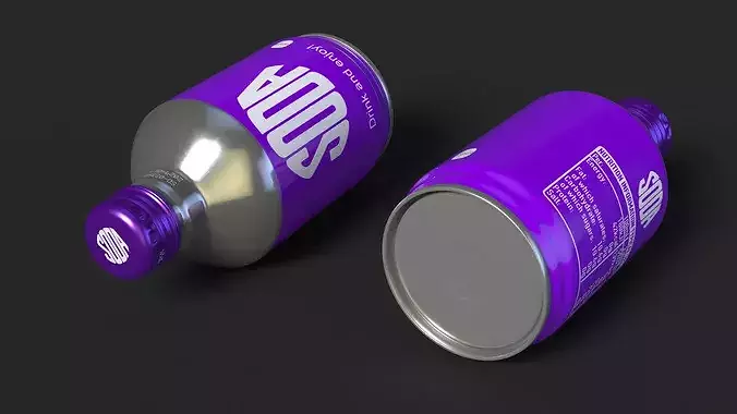 Compact Aluminum Bottle with Soda 3D model 5