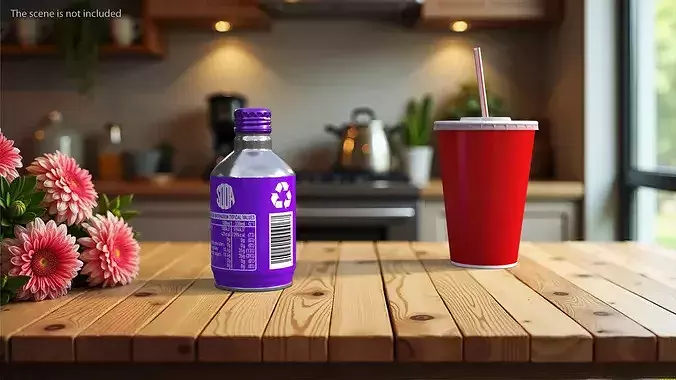 Compact Aluminum Bottle with Soda 3D model 2