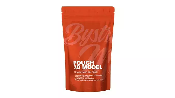 Plastic pouch bag Low-poly 3D model 2