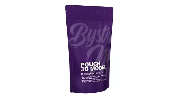 Coffee pouch Low-poly 3D model 2