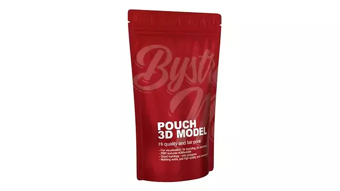 Mylar pouch bag Low-poly 3D model 2