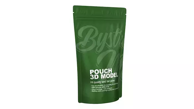 Zipper Pouch Low-poly 3D model 2