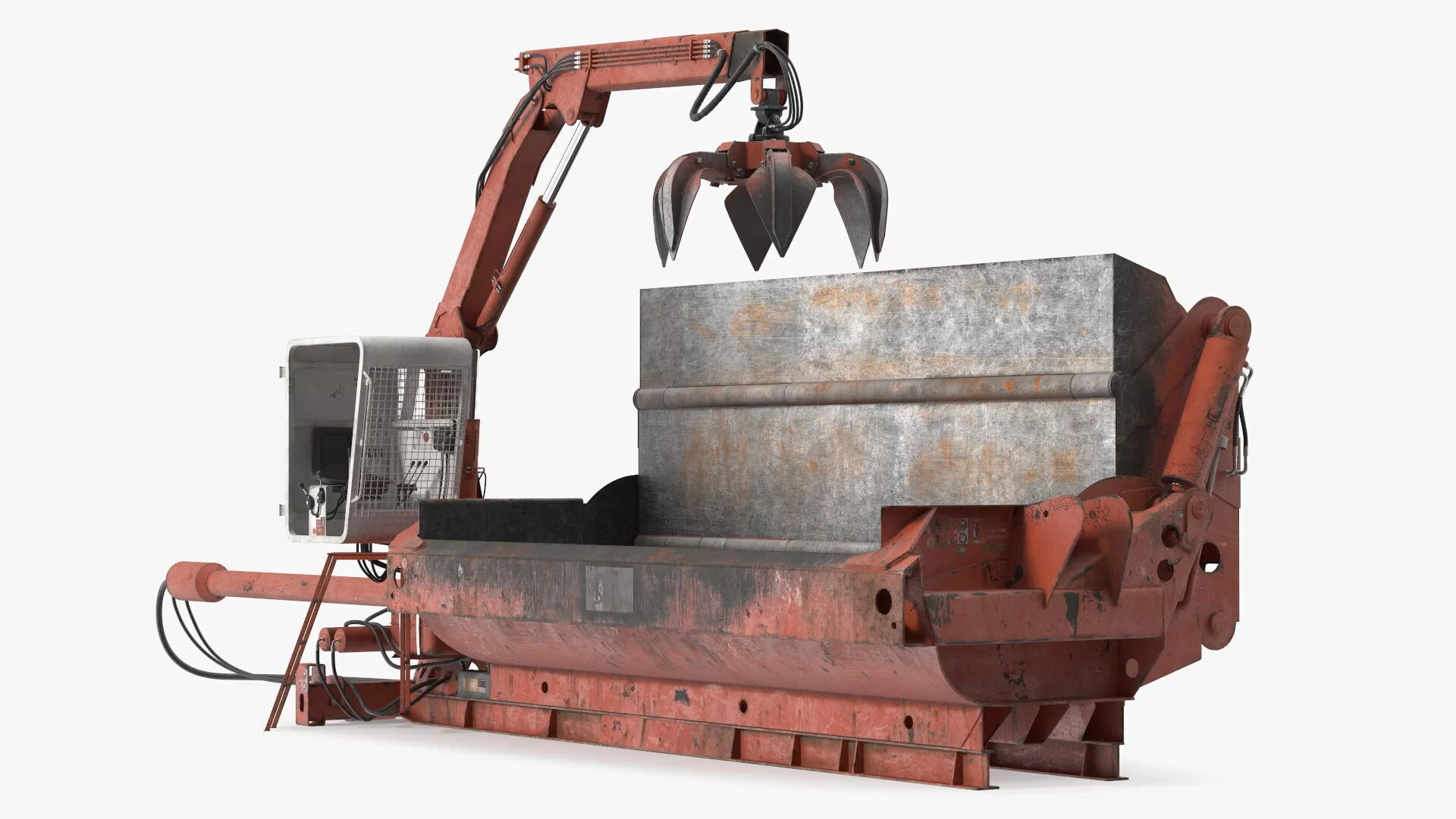 Metal Baler Portable Old Rigged 3D model