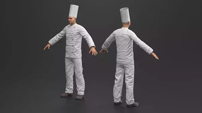 Chef A-Pose for 3D Print 3D print model 6