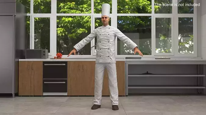 Chef A-Pose for 3D Print 3D print model 3
