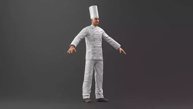 Chef A-Pose for 3D Print 3D print model 5