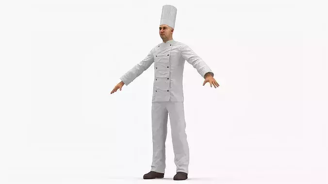 Chef A-Pose for 3D Print 3D print model 7