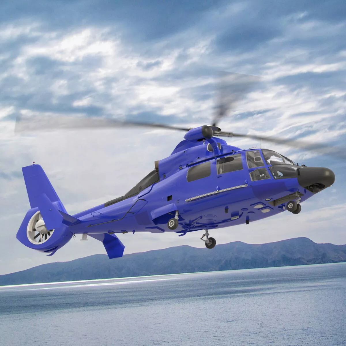 Blue Patrol Helicopter Rigged for Cinema 4D 3D model