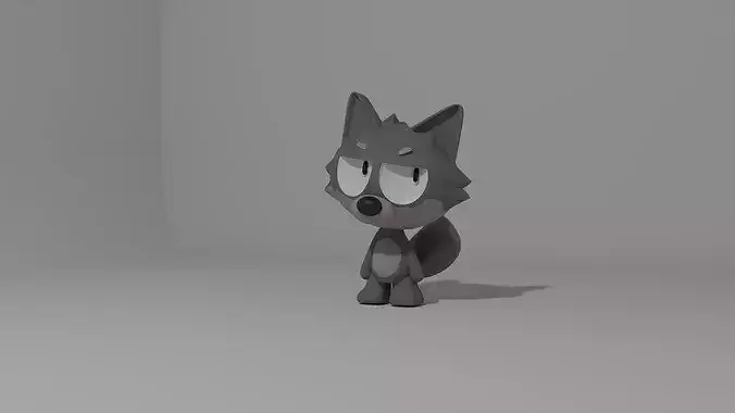 Cute Stylized Wolf Printable 3D Figure