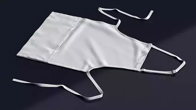 Chef Apron with Adjustable Neck Strap and Front Pocket 3D model 5