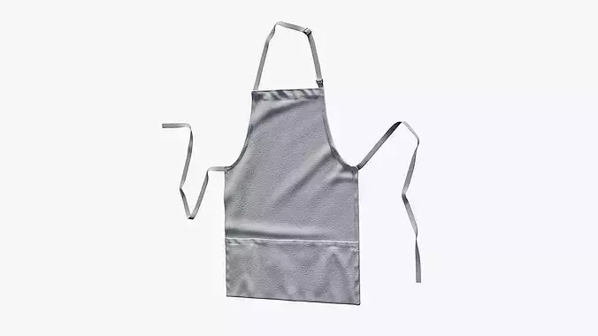 Chef Apron with Adjustable Neck Strap and Front Pocket 3D model 2