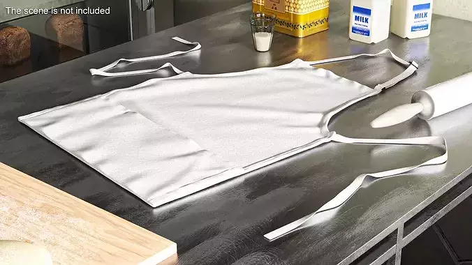 Chef Apron with Adjustable Neck Strap and Front Pocket 3D model 3
